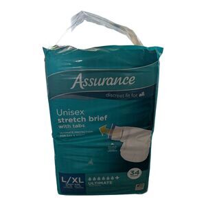 Assurance Incontinence Unisex Stretch Brief L/XL Ultimate Absorbency 34 Count